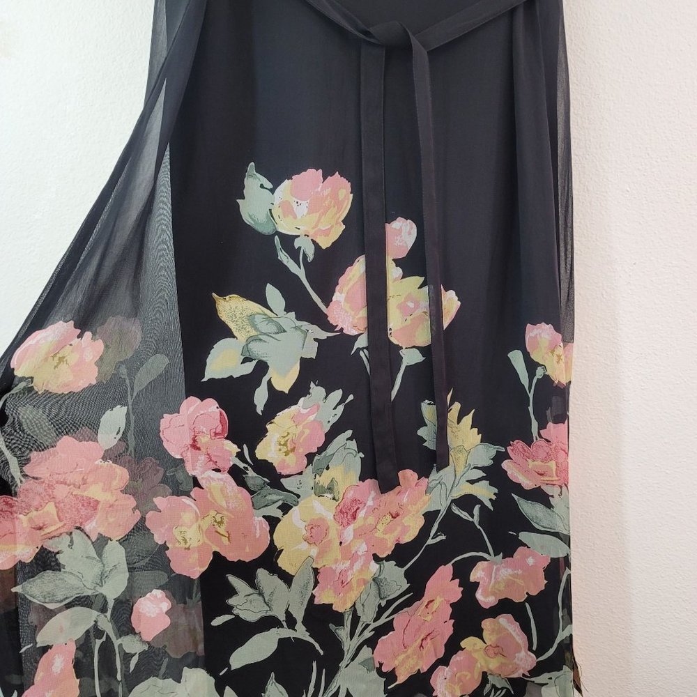 Vintage Lolette Womens Sz 10 Floral Sheer Midi Dress Lined Romantic Fairy 90s - Picture 12 of 15